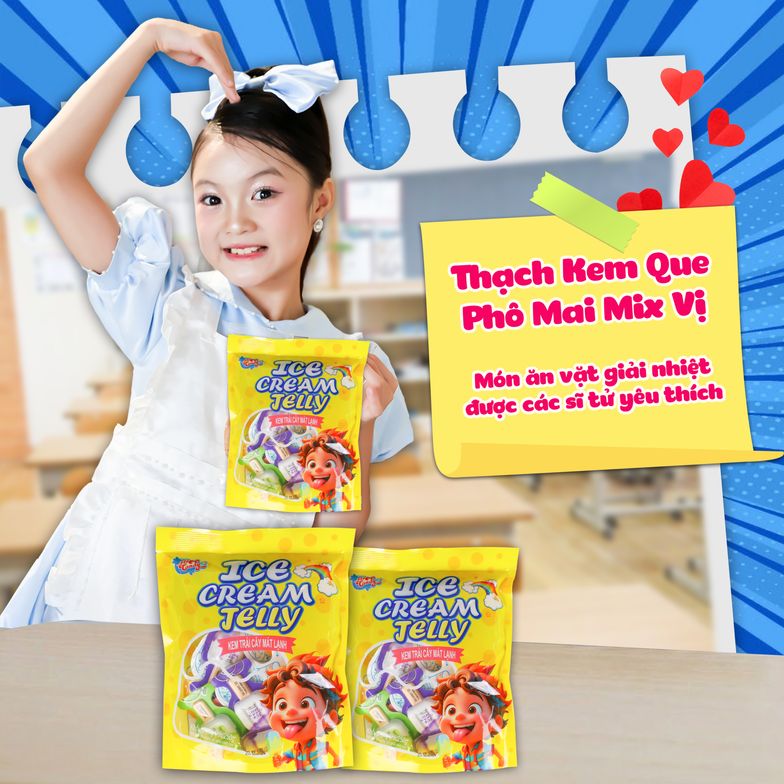 Thạch kem que phô mai mix vị