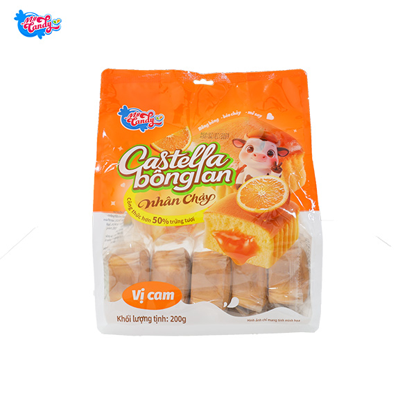 bánh bông lan castella nhân chảy vị cam