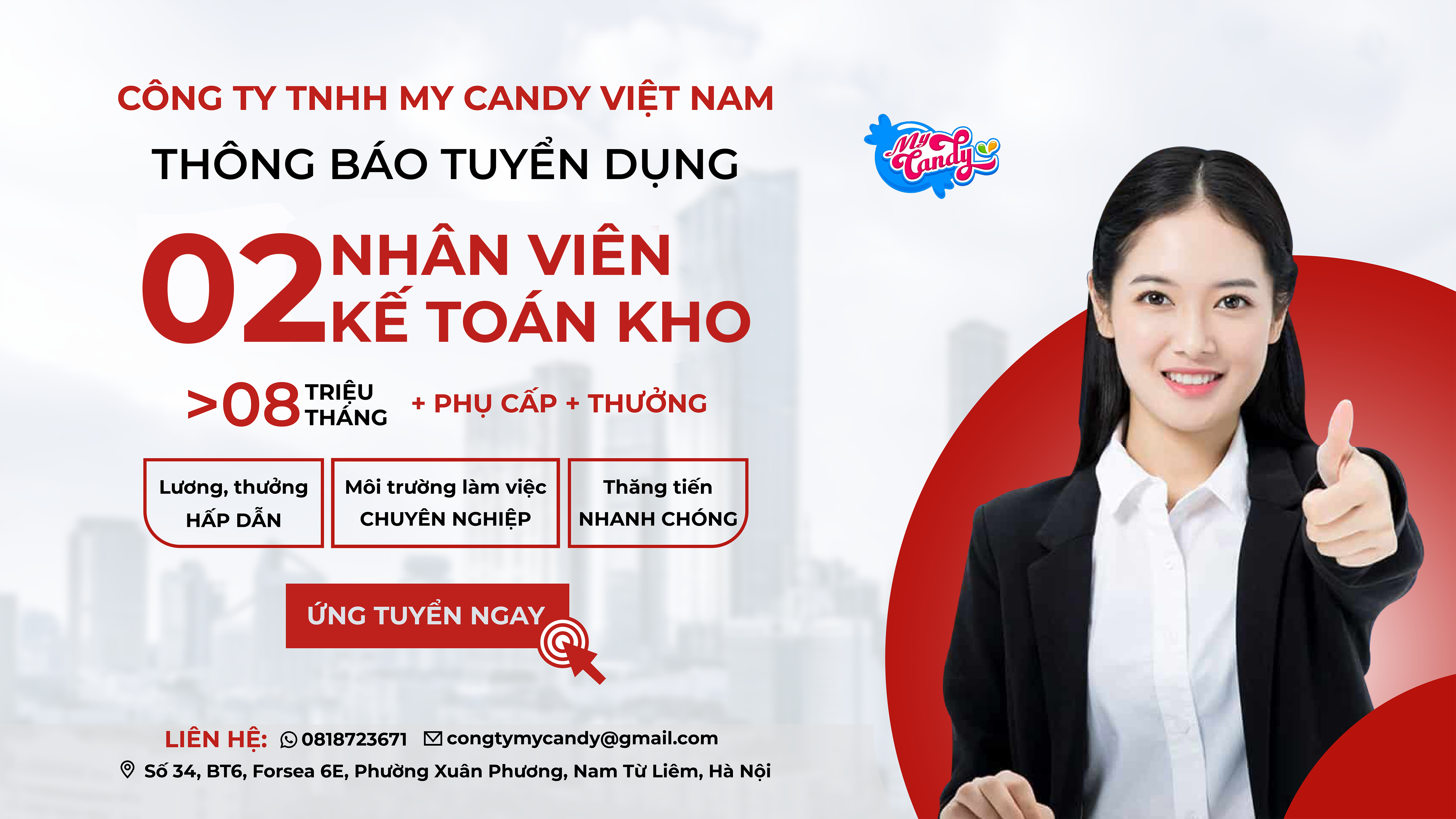 Tuyển dụng kế toán kho My Candy