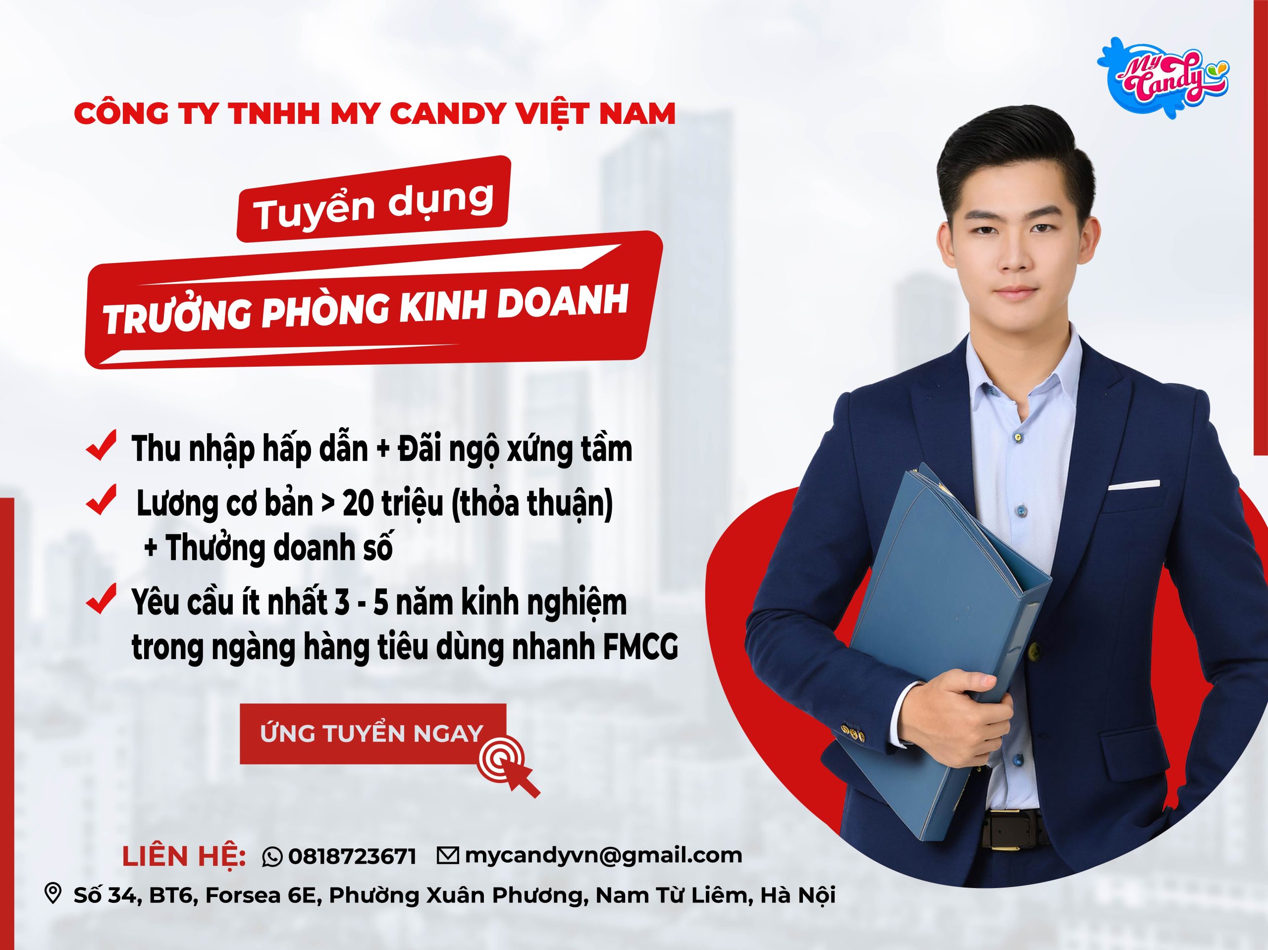 Tuyển dụng trưởng phòng kinh doanh My Candy